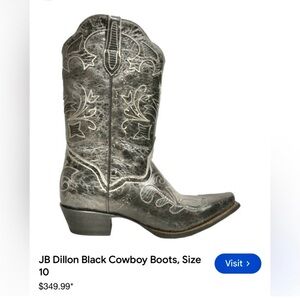 Black Western Cowboy Boots goat and lizard leather. Used 1 X in runway showing.